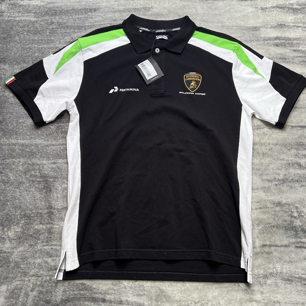 NWT Automobili Lamborghini Squadra Corse Polo Shirt Black Size 2XL Sports Car
